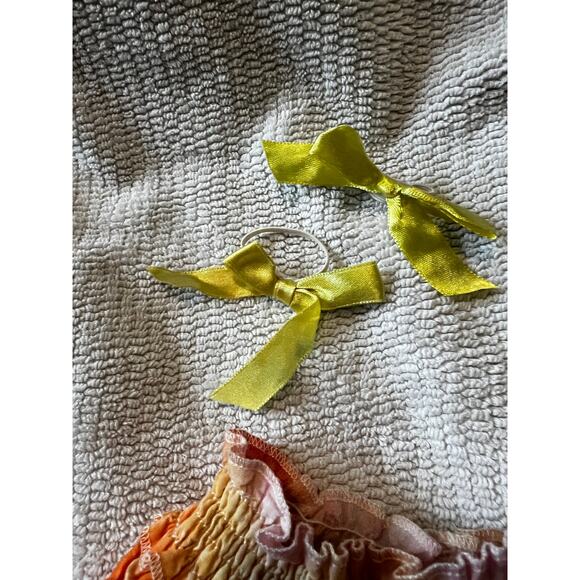 Build A Bear Workshop Tiered Mini Skirt Smocked Waist & Bow Set Orange/Red - Picture 6 of 6